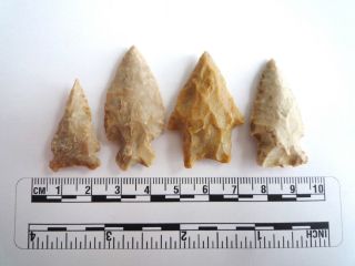 Native American Arrowheads,  4 X Texas Finds 1000bc (2288)