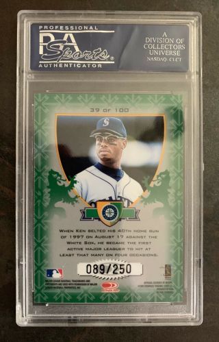 1998 Donruss Crusade GREEN Ken Griffey Jr.  /250 PSA 10 RARE 2