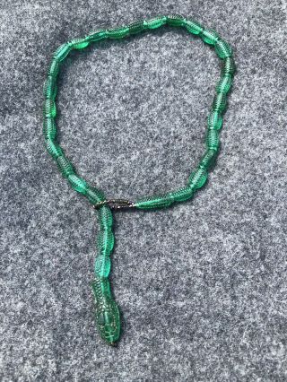 1920’s Czech Green Glass Snake Necklace Choker Rare