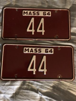 1964 Vintage Massachusetts License Plates Extremely Low 2 Digit Mass 44
