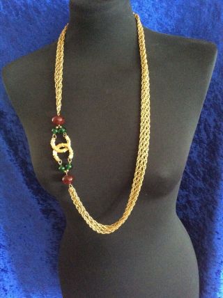 Vintage Authentic Chanel Long Decorative Chain Necklace,  C 1990