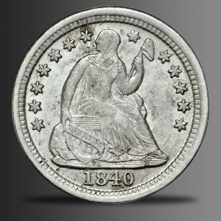 1840 - O Liberty Seated Silver Half Dime,  With Drapery,  Ngc Au53,  Very Rare