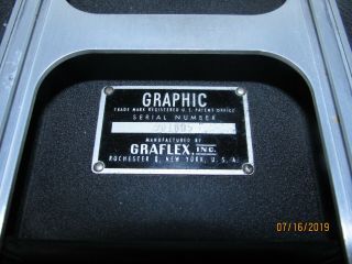 Vintage Graflex Crown Graphic Graphex 4 X 5 Camera Wollensak 135mm Press Film 7