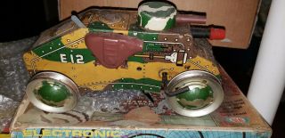 Vintage Marx Tin Litho E 12 Army Tank Wind Up Toy
