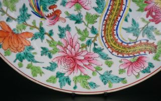 HUGE 13.  4  Chinese Famille Rose Porcelain Nyonya Straits Phoenix Plate 19th C 6
