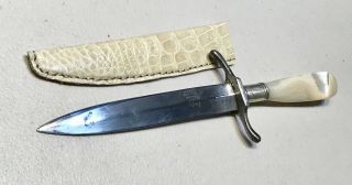 Vintage Antique Austrian/german Sterling Silver Trench/boot Dagger Knifepearl