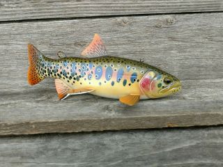 JACOB SAZAMA FEMALE GOLDEN TROUT FISH DECOY WOOD CARVING FISHING LURE 11