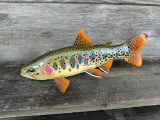 JACOB SAZAMA FEMALE GOLDEN TROUT FISH DECOY WOOD CARVING FISHING LURE 3