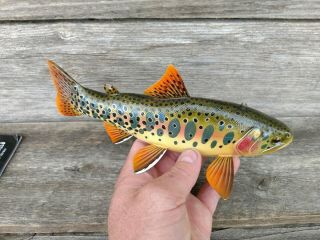 JACOB SAZAMA FEMALE GOLDEN TROUT FISH DECOY WOOD CARVING FISHING LURE 6