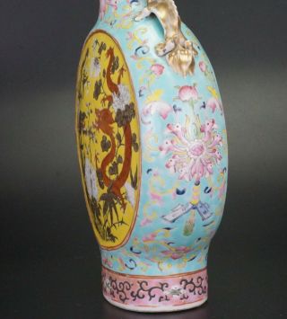 Antique Chinese Straits Porcelain Famille Rose Moonflask Dragon Vase DaYaZhai 8