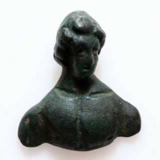 Museum Quality Roman Bronze Male Bust Ornament Circa 200 - 300 Ad