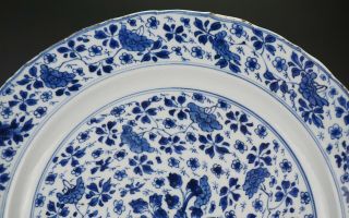 FINE LARGE Antique Chinese Blue and White Porcelain Flower Plate KANGXI 17th C 4