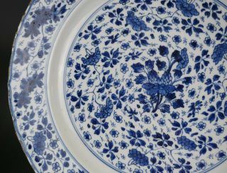 FINE LARGE Antique Chinese Blue and White Porcelain Flower Plate KANGXI 17th C 5