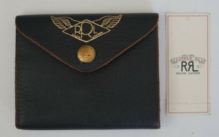 Rrl Double Rl Vintage Black Leather Coin Wallet Made In Italy