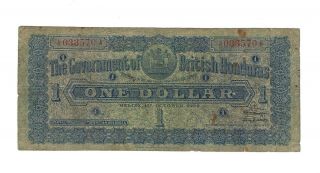 1928 British Honduras 1 Dollar,  P - 14,  Extremely Rare Early Type Seldom Seen