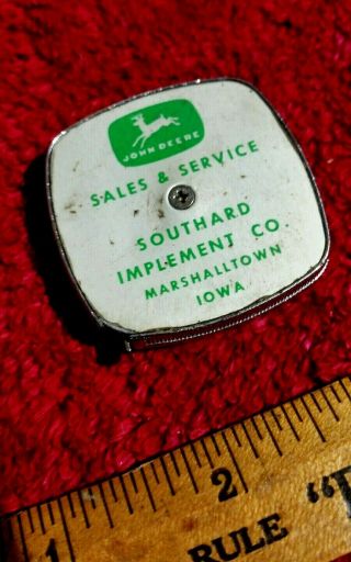 Vintage John Deere advertising tape measure - farm tractor implement dealer JD 2