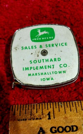 Vintage John Deere advertising tape measure - farm tractor implement dealer JD 8