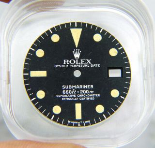 Vintage Factory Rolex Submariner 1680 Matte Black Cream Watch Dial