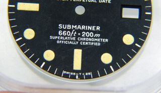 Vintage Factory Rolex Submariner 1680 Matte Black Cream Watch Dial 3