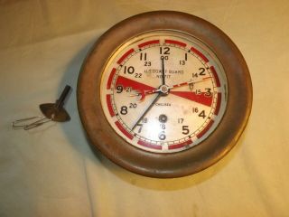 Vintage Chelsea Us Coast Guard No 717 Brass Clock With Key
