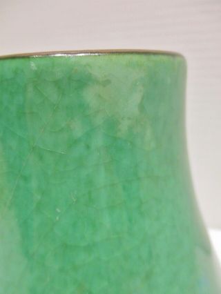 Antique Chinese Apple Green Crackle Glaze Vase with Brown Rim 3