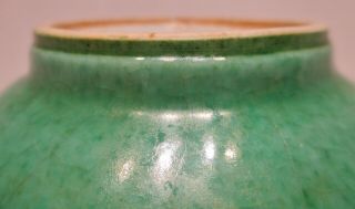 Antique Chinese Apple Green Crackle Glaze Vase with Brown Rim 5