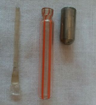 Vintage Antique Glass Orange Stripe Perfume Bottle & Dauber/stopper Miniature