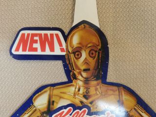 Vintage 1984 Kellogg ' s Cereal Star Wars C - 3PO Advertising Sign Shelf Hanger 3