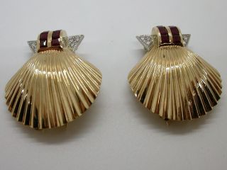 Vintage Retro 14k Diamond Ruby Tiffany & Co 14k Clips