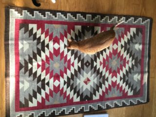 Striking Vintage Navajo Native American Wool Rug 66.  5 " X 44 "
