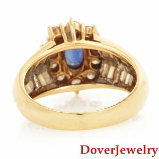Estate Diamond Blue Sapphire 18K Yellow Gold Floral Ring 6.  6 Grams NR 3