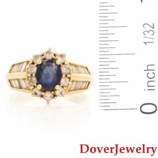 Estate Diamond Blue Sapphire 18K Yellow Gold Floral Ring 6.  6 Grams NR 4