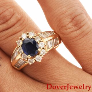 Estate Diamond Blue Sapphire 18K Yellow Gold Floral Ring 6.  6 Grams NR 5
