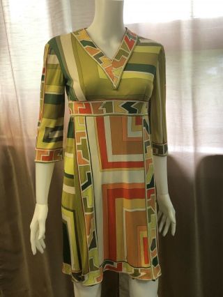 Vintage Pucci 1960’s Psychedelic Green Orange Yellow Three Quarter Sleeve