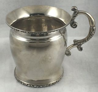 Large Coin Silver Cup By G.  Eoff,  York Floral Bordered Cup
