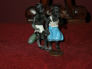 Rare Black Americana,  Kids,  Couple Sitting On Log,  Lead,  Metal,  Cast