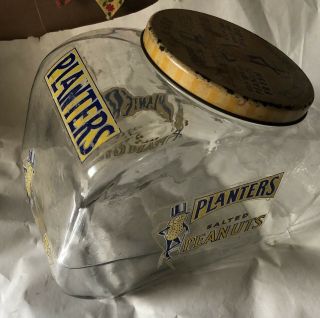 Vintage Antique Planters Peanut Jar With Decals And Embossing 2