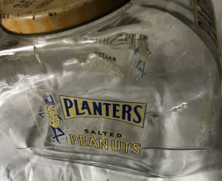 Vintage Antique Planters Peanut Jar With Decals And Embossing 4
