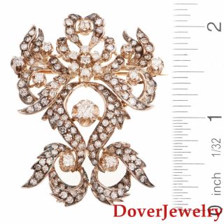 Vintage 5.  58ct Diamond 18k Gold Cluster Pin 19.  1 Grams Nr