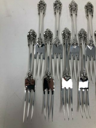 Wallace Grand Baroque Sterling Silver Set of 12 Rare Strawberry Forks 5 