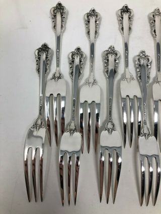 Wallace Grand Baroque Sterling Silver Set of 12 Rare Strawberry Forks 5 
