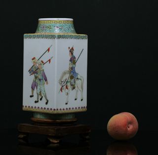 A Antique Chinese Porcelain Square Vase Proc Period Figures