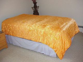Vtg Double Horse Pure Silk Comforter Tangerine Orange Twin/single 60x86 Rare