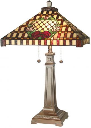 Table Lamp Dale Tiffany Mission 2 - Light Antique Bronze Zinc Metal Han