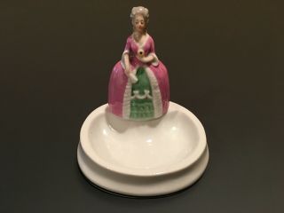 Vintage Porcelain German Victorian Lady Trinket Dish / Jewelry Holder 3 1/2 "