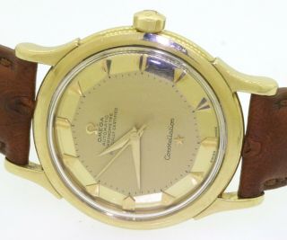 Omega Constellation vintage 18K gold pie - pan dial automatic men ' s watch 2