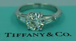 Tiffany & Co 2.  06ct Diamond Engagement Ring Platinum Tapered Baguette Vintage