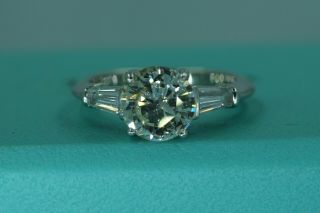TIFFANY & CO 2.  06CT DIAMOND ENGAGEMENT RING PLATINUM Tapered Baguette Vintage 2