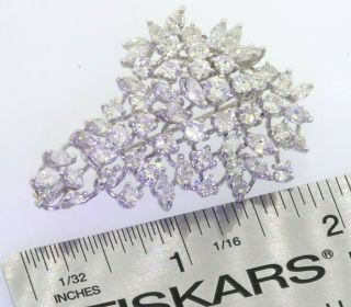Vintage 1950s 14K white gold exquisite 10.  0CTW diamond cluster brooch 3