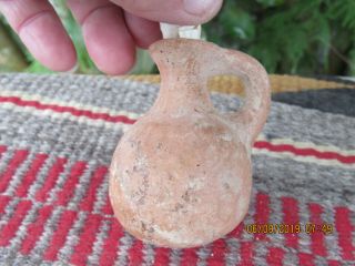 Ancient 1st TEMPLE PERIOD Religious Oils Lagynos Terracotta Jarlette 600 B.  C. 2